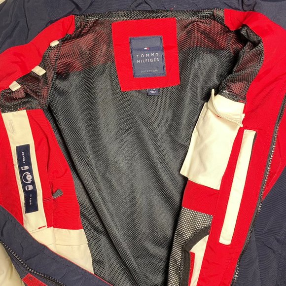Tommy Hilfiger Mens Jacket Patch Logo Lightweight Full Zip Red Size L - Picture 7 of 14